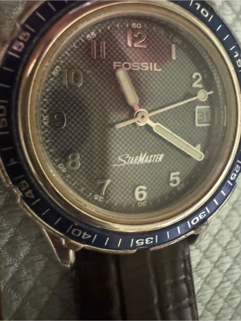 Fossil Star Master Men’s Dark Brown Leather Strap Watch with Silver Case